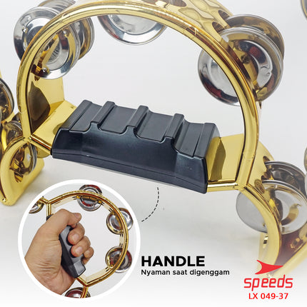 SPEEDS Alat Musik Tamborin Instrumen Double Ring Kecrekan Tambourine Instrumen Double Ring Tamborine Gereja 049-37