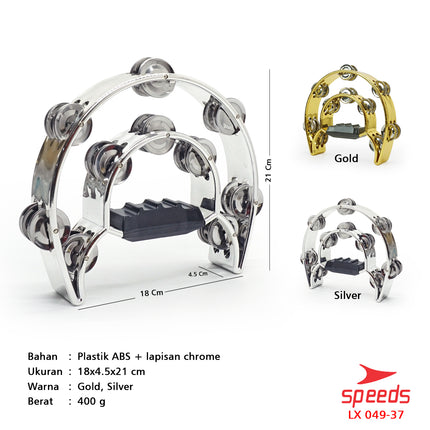 SPEEDS Alat Musik Tamborin Instrumen Double Ring Kecrekan Tambourine Instrumen Double Ring Tamborine Gereja 049-37