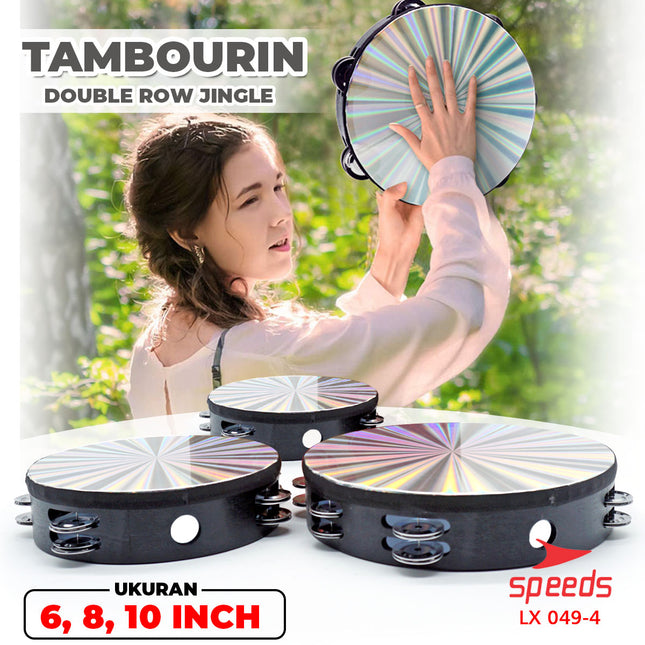 SPEEDS Alat Musik Tamborine Tambourine Hologram Plastik Kecrekan Tambourine Tamborine 049-4