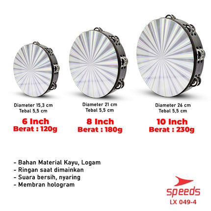 SPEEDS Alat Musik Tamborine Tambourine Hologram Plastik Kecrekan Tambourine Tamborine 049-4