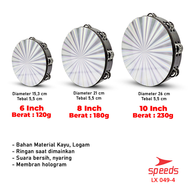SPEEDS Alat Musik Tamborine Tambourine Hologram Plastik Kecrekan Tambourine Tamborine 049-4