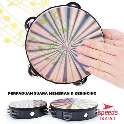 SPEEDS Alat Musik Tamborine Tambourine Hologram Plastik Kecrekan Tambourine Tamborine 049-4