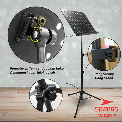 SPEEDS Alat Musik Stand Untuk Partitur Sheet Stand Book Stand Partitur Kecil Untuk Dewasa 049-5