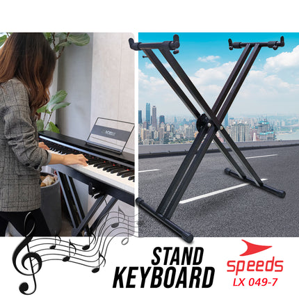 SPEEDS Alat Musik Stand Keyboard Double Kaki Keyboard X Piano Dewasa Lipat Portable 049-7