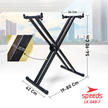 SPEEDS Alat Musik Stand Keyboard Double Kaki Keyboard X Piano Dewasa Lipat Portable 049-7