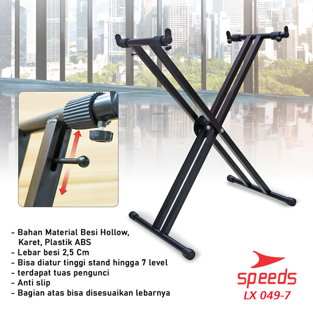 SPEEDS Alat Musik Stand Keyboard Double Kaki Keyboard X Piano Dewasa Lipat Portable 049-7