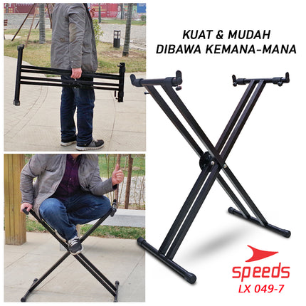 SPEEDS Alat Musik Stand Keyboard Double Kaki Keyboard X Piano Dewasa Lipat Portable 049-7