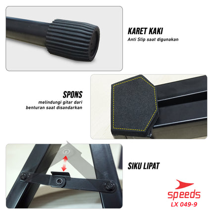 SPEEDS Alat Musik Stand Gitar Universal Import Stand Bass Ukulele Model Lipat Dudukan Gitar A 049-9
