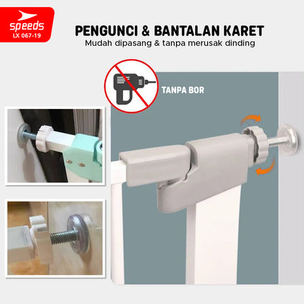 SPEEDS Baby Safety Gate Pagar Pintu Bayi Pagar Pengaman Bayi Pembatas Bayi Anak Tangga Dapur Kamar Mandi Safe Gate 180 Derajat 067-19