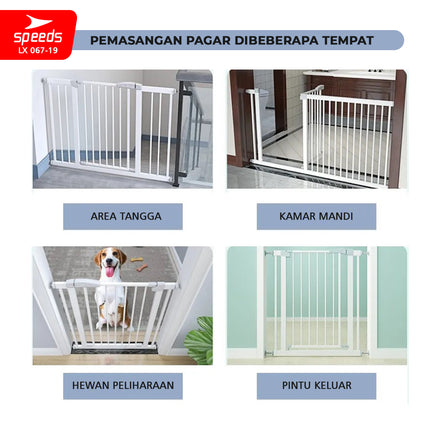 SPEEDS Baby Safety Gate Pagar Pintu Bayi Pagar Pengaman Bayi Pembatas Bayi Anak Tangga Dapur Kamar Mandi Safe Gate 180 Derajat 067-19