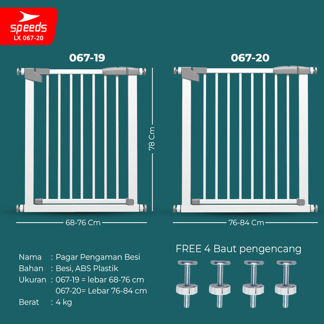 SPEEDS Baby Safety Gate Door Gate Baby Safety Gate Baby/Toddler Barrier Stairway Kitchen Bathroom Safe Gate Family 067-20