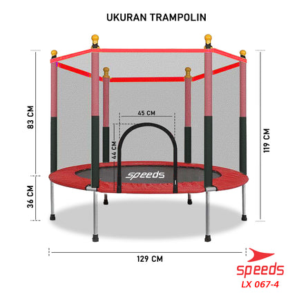 SPEEDS Trampoline Trampolin Speeds 55" 140cm Lompat Trampolin Jump Matras Fitness 067-4