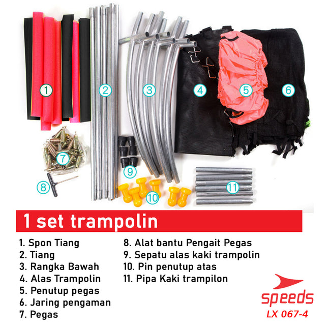 SPEEDS Trampoline Trampolin Speeds 55" 140cm Lompat Trampolin Jump Matras Fitness 067-4