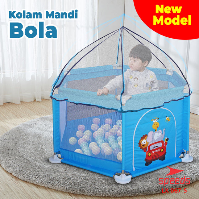 SPEEDS Kolam Mandi Bola Anak Playpen Anak Mini Kelambu Bayi Mainan Anak Dengan Jaring Net 067-5