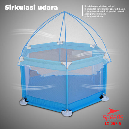 SPEEDS Kolam Mandi Bola Anak Playpen Anak Mini Kelambu Bayi Mainan Anak Dengan Jaring Net 067-5