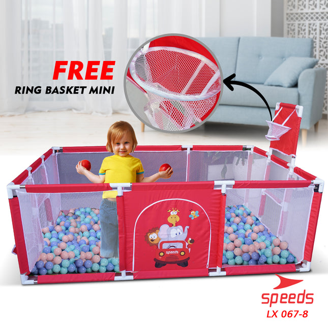 SPEEDS Kolam Mandi Bola Keranjang Mandi Bola Mainan Tenda anak Playpen 067-8