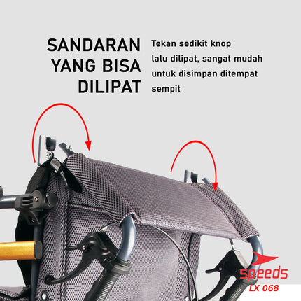 SPEEDS Kursi Roda Traveling Bisa Masuk Pesawat - Kursi roda Alluminium Bisa Dilipat 068-2