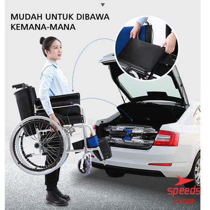 SPEEDS Kursi Roda Traveling Bisa Masuk Pesawat - Kursi roda Alluminium Bisa Dilipat 068-2