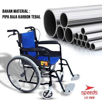 SPEEDS Kursi Roda Traveling Bisa Masuk Pesawat - Kursi roda Alluminium Bisa Dilipat 068-2