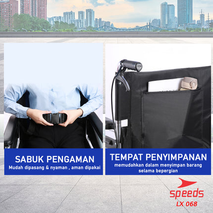 SPEEDS Kursi Roda Traveling Bisa Masuk Pesawat - Kursi roda Alluminium Bisa Dilipat 068-2