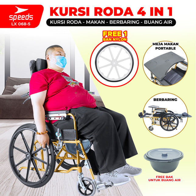 SPEEDS Kursi Roda Traveling Bisa dilipat- Kursi roda Alluminium Bisa Naik Pesawat 068-5