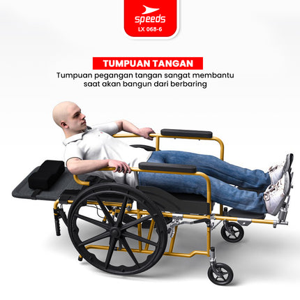 SPEEDS Kursi Roda 4in1 Travel Bisa Masuk Pesawat Bisa Dilipat Fitur Lengkap Wheel Chair Alluminium 068-6