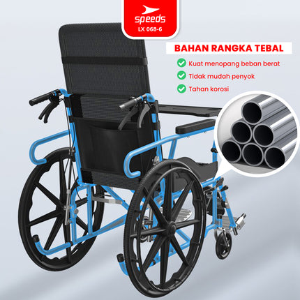 SPEEDS Kursi Roda 4in1 Travel Bisa Masuk Pesawat Bisa Dilipat Fitur Lengkap Wheel Chair Alluminium 068-6