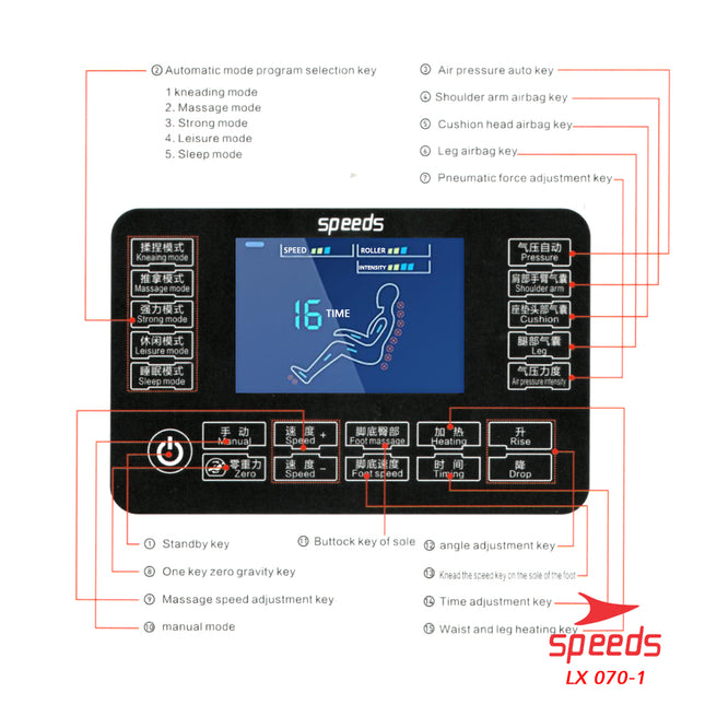SPEEDS Kursi Pijat Elektrik Kursi Pijat Mobile/Rumah Alat Pijat Elektrik Kursi Relaksasi 070-1
