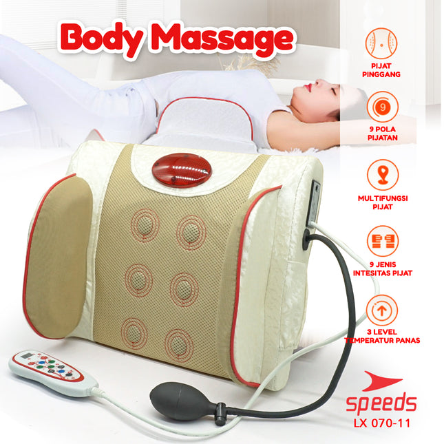 SPEEDS Bantal Pijat Massage Portable Alat Pijat Elektrik Bantal Pijat Portable Home Massager 070-11