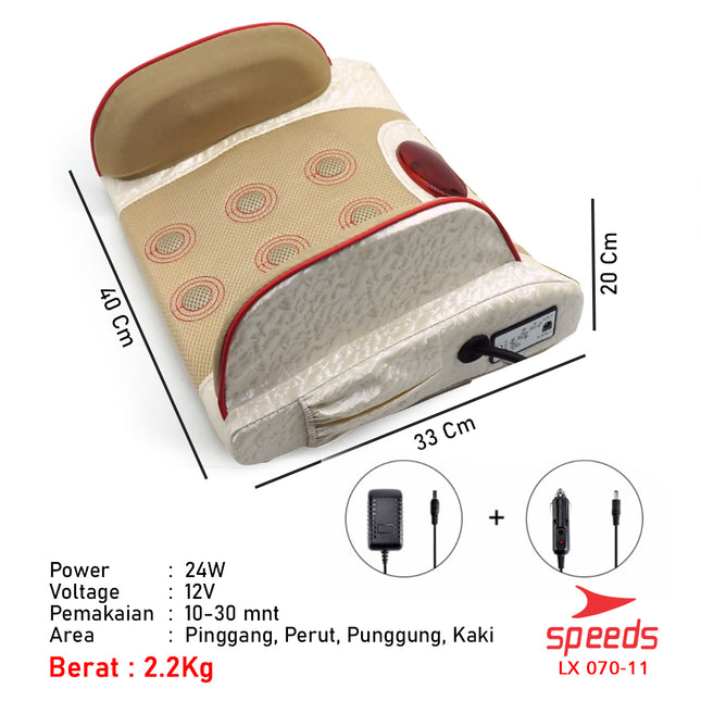 SPEEDS Bantal Pijat Massage Portable Alat Pijat Elektrik Bantal Pijat Portable Home Massager 070-11