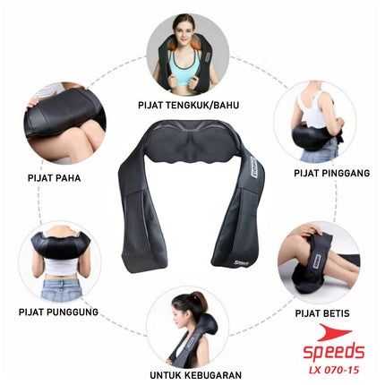 SPEEDS Alat Pijat Leher Alat Pijat Elektrik Neck Massager Bantal Pijat Multifungsi 070-15