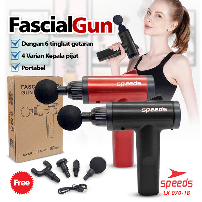 SPEEDS Fascial Gun Massage Gun Mini Alat Pijat Elektrik 4 in 1 Alat Pijat Getar 070-18