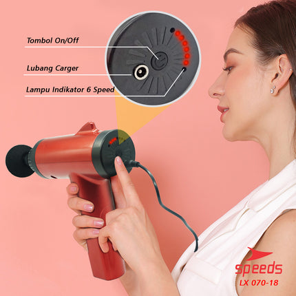 SPEEDS Fascial Gun Massage Gun Mini Alat Pijat Elektrik 4 in 1 Alat Pijat Getar 070-18