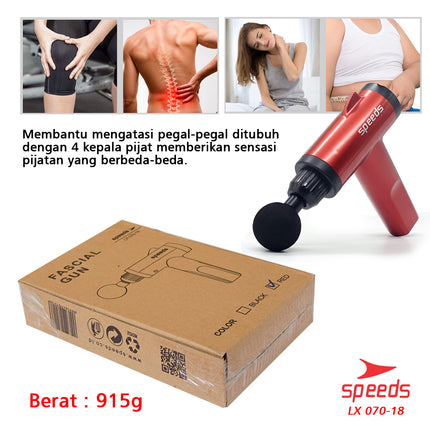 SPEEDS Fascial Gun Massage Gun Mini Alat Pijat Elektrik 4 in 1 Alat Pijat Getar 070-18