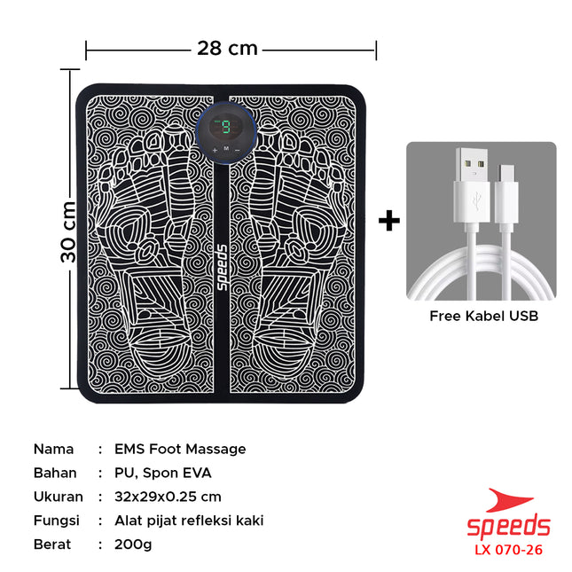 SPEEDS EMS Foot Massage Mat Pijat Kaki EMS Pad Mat Alat Pijat Kaki Alat Electric Pijat Kaki Japan Original Serbaguna 070-26