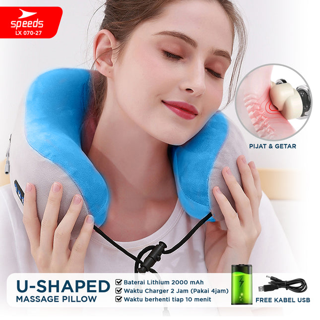 SPEEDS Bantal Pijat Elektrik Leher Massage Neck Alat Pijat Terapi Pegal-pegal Elektrik 070-27