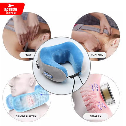 SPEEDS Bantal Pijat Elektrik Leher Massage Neck Alat Pijat Terapi Pegal-pegal Elektrik 070-27