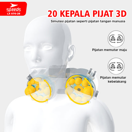 SPEEDS Bantal Pijat 20 Kepala Pijat Multifungsi Massage Pillow Portabel Alat PIjat Leher Elektrik 070-28