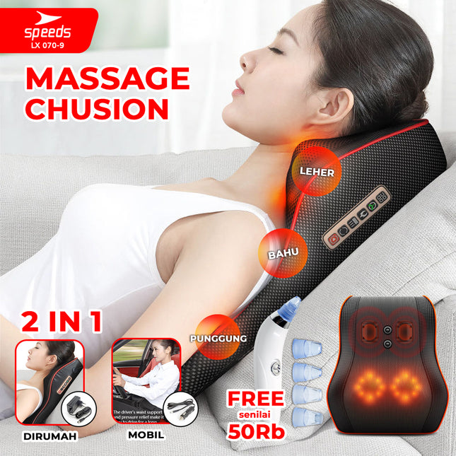 SPEEDS Bantal Pijat Massage Portable Alat Pijat Elektrik Bantal Pijat Alat Pijat Terapi 070-9
