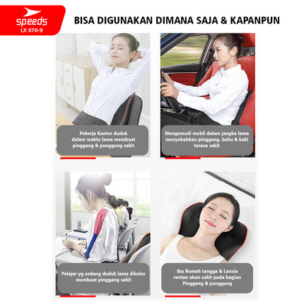 SPEEDS Bantal Pijat Massage Portable Alat Pijat Elektrik Bantal Pijat Alat Pijat Terapi 070-9