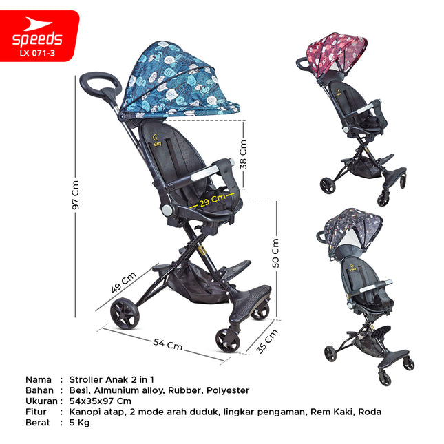 SPEEDS Stroller Bayi Anak Kereta Dorong Bayi Anak Mini Trike Baby Stroller Lipat 071-3
