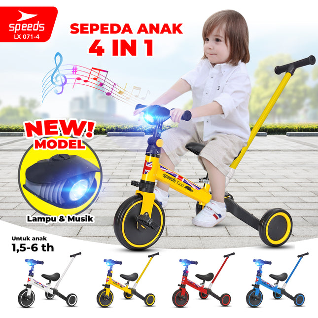SPEEDS Sepeda Keseimbangan Lipat 4in1 Push Kick Balance Bike Mini Mainan Anak Outdoor 071-4