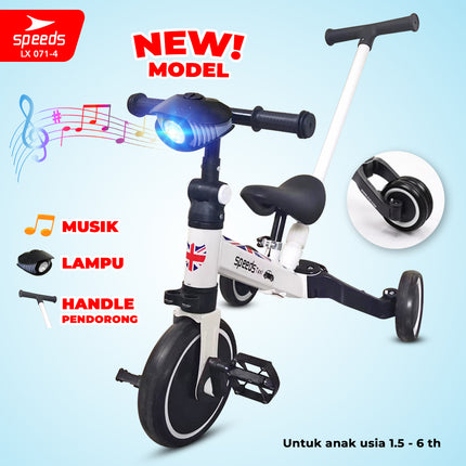 SPEEDS Sepeda Keseimbangan Lipat 4in1 Push Kick Balance Bike Mini Mainan Anak Outdoor 071-4