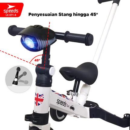 SPEEDS Sepeda Keseimbangan Lipat 4in1 Push Kick Balance Bike Mini Mainan Anak Outdoor 071-4