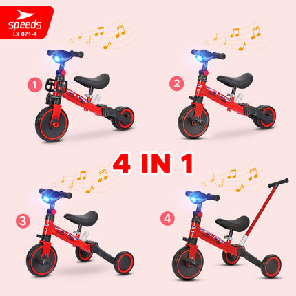 SPEEDS Sepeda Keseimbangan Lipat 4in1 Push Kick Balance Bike Mini Mainan Anak Outdoor 071-4