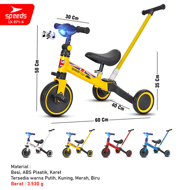 SPEEDS Sepeda Keseimbangan Lipat 4in1 Push Kick Balance Bike Mini Mainan Anak Outdoor 071-4