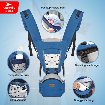 SPEEDS Gendongan Hipseat Bayi Baby Carrier Ransel Bedongan Bayi Depan dan Bahan Nyaman Ringan 072-1