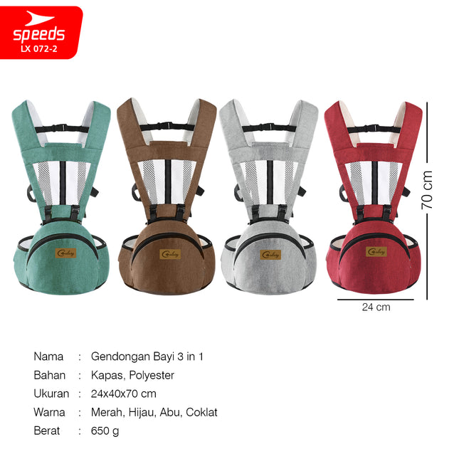 SPEEDS Gendongan Bayi Hipseat Baby Carrier Mom Baby Bedongan Bayi Kangguru Bahan Breathable LX 072-2