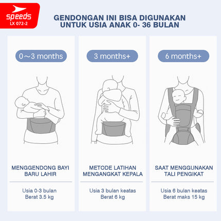 SPEEDS Gendongan Bayi Hipseat Baby Carrier Mom Baby Bedongan Bayi Kangguru Bahan Breathable LX 072-2