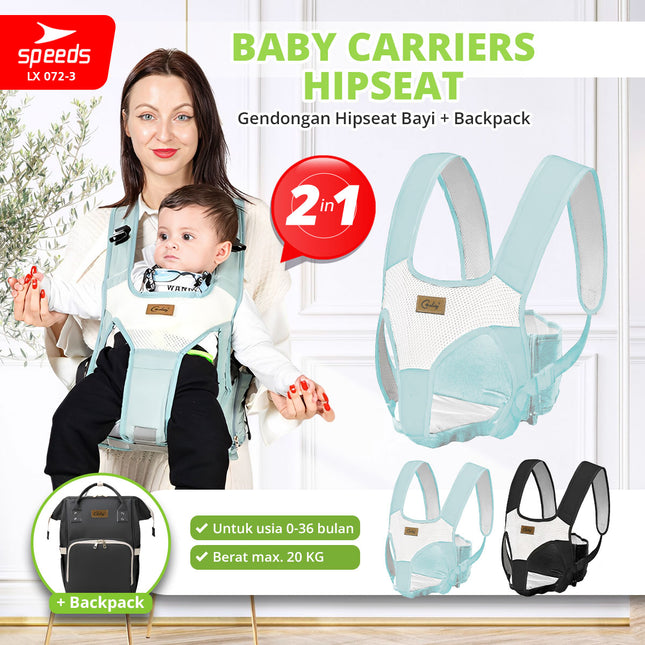 SPEEDS Gendongan Bayi + Tas Backpack Gedongan Bayi Hipseat Baby Carrier Ransel Depan 072-3